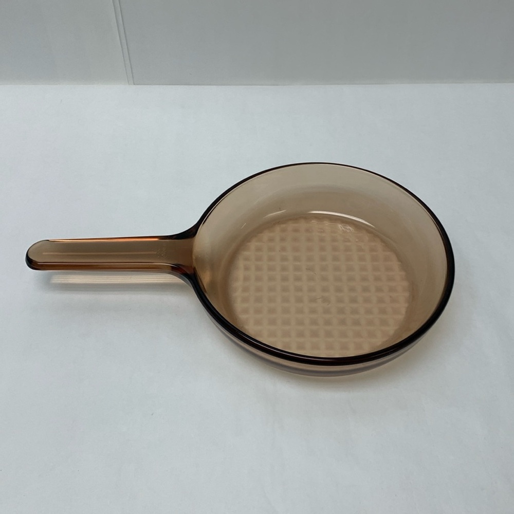 Visions Fry Pan With Waffle Bottom Amber USA 7”